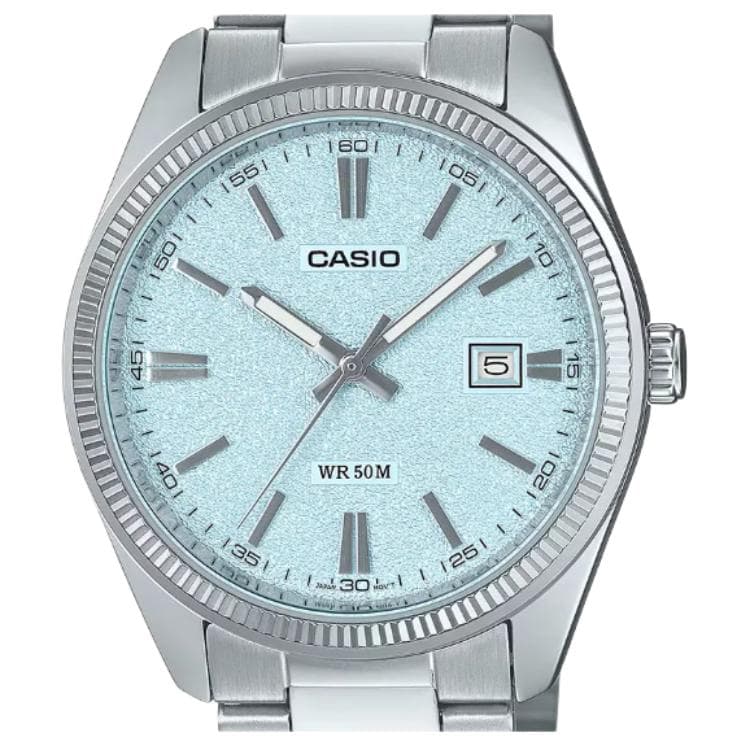 Часы CASIO Мужские Кварцевые Часы С Синим Циферблатом И Стальным Браслетом С Водонепроницаемостью До 50 М - изображение 2