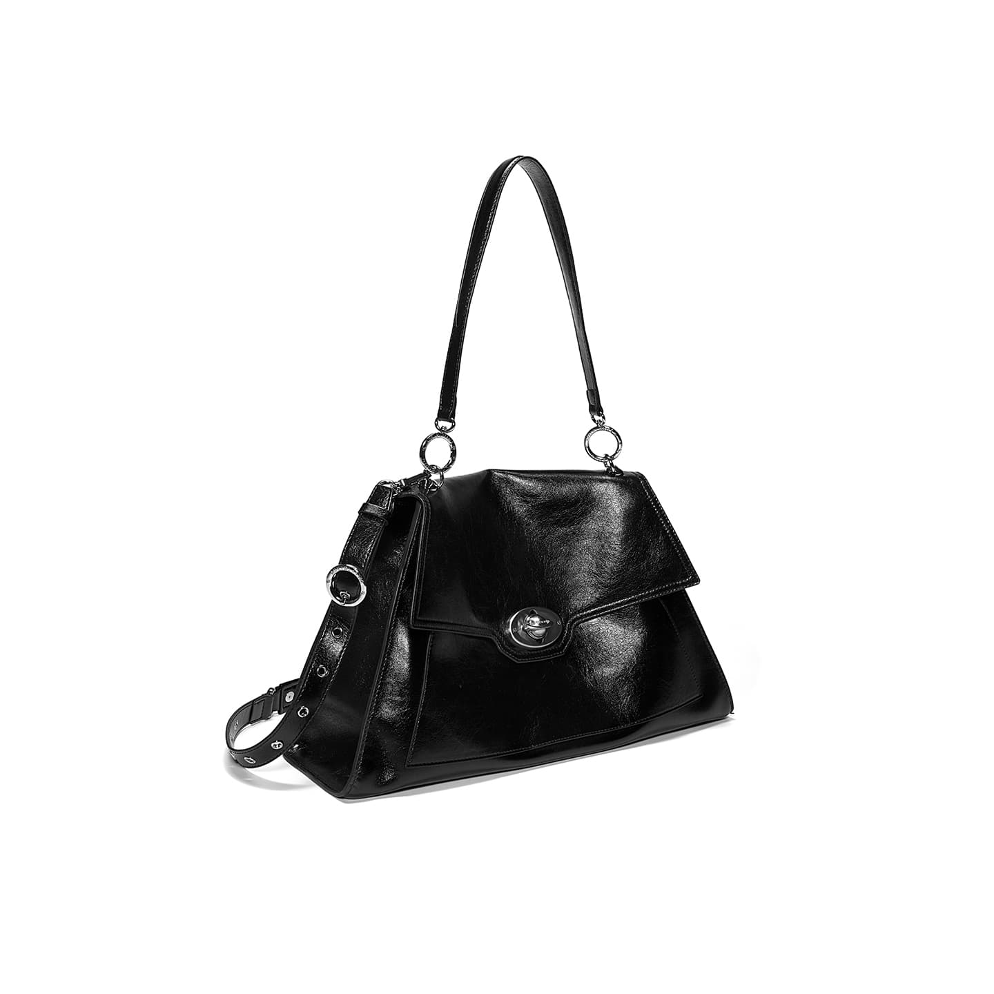 Мини-сумка JELLYTOYBOY Коровья кожа Infinity Briefcase Сумка через плечо Стандартная Женская Черная - изображение 2