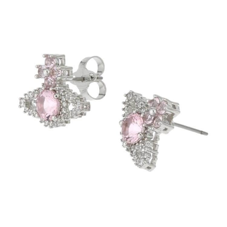 Серьги Vivienne Westwood Saturn Classic Valentina Серьги-кольца с розовым бриллиантом, латунь, серебристый/розовый бриллиант - изображение 2