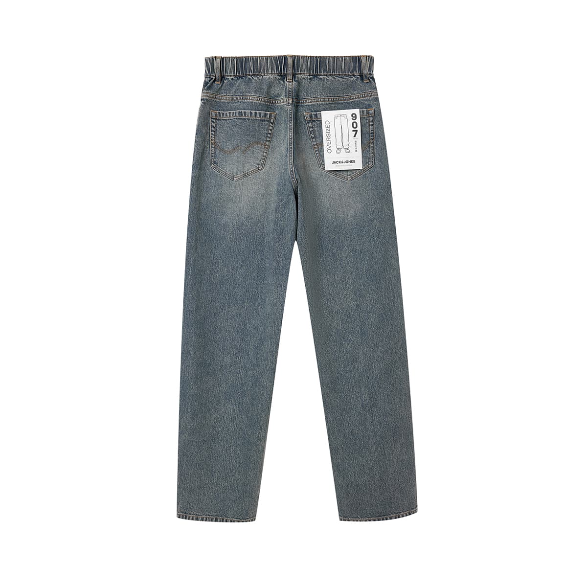 Штаны JACK&JONES Модный винтажный промытый кошачий ус на пуговицах пояс YKK молния планка карман для монет логотип кожаная бирка декор свободные брюки джинсы мужской - изображение 3