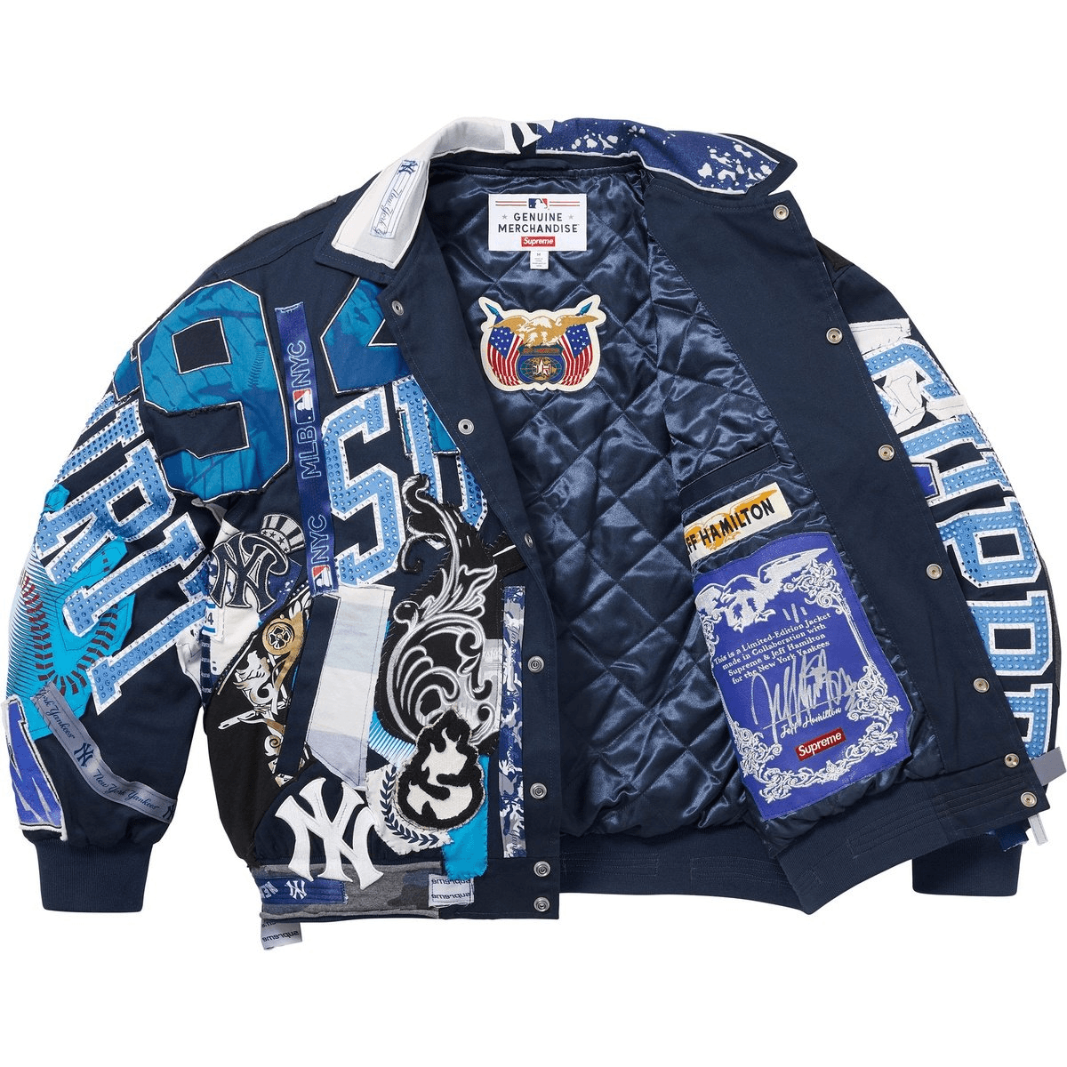 Куртка Supreme X Jeff Hamilton New York Yankees Fw25 WEEK17 Varsity Куртка Куртки Пальто Унисекс - изображение 2
