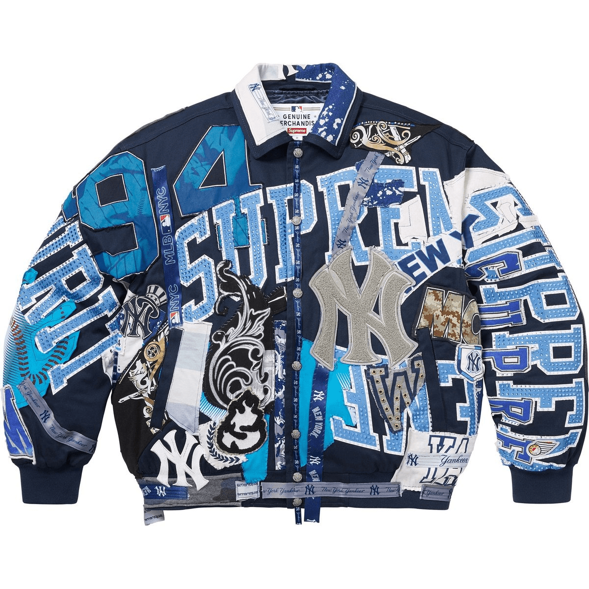 Куртка Supreme X Jeff Hamilton New York Yankees Fw25 WEEK17 Varsity Куртка Куртки Пальто Унисекс - изображение 1