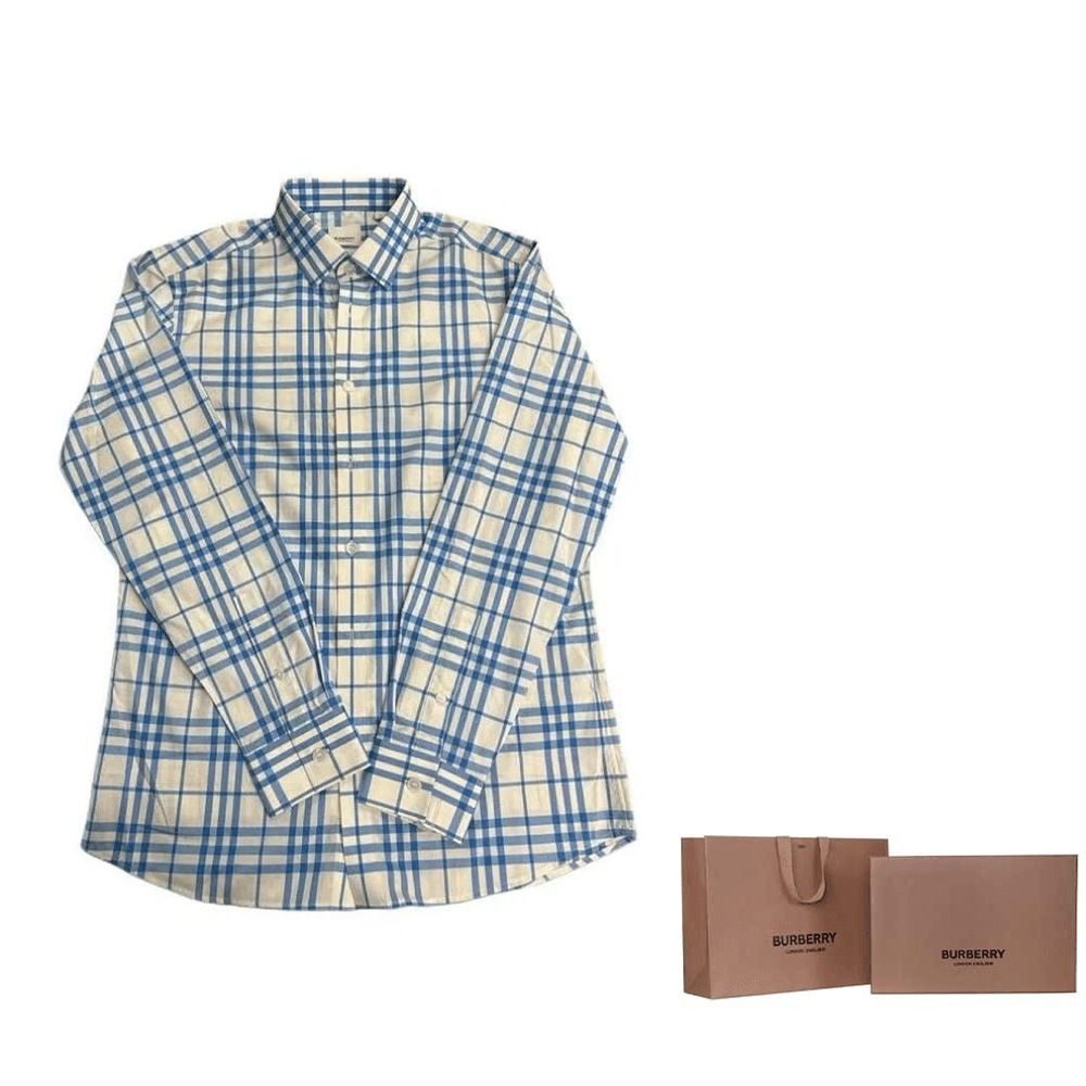 Рубашка Burberry Мужские Синие Рубашки - изображение 5