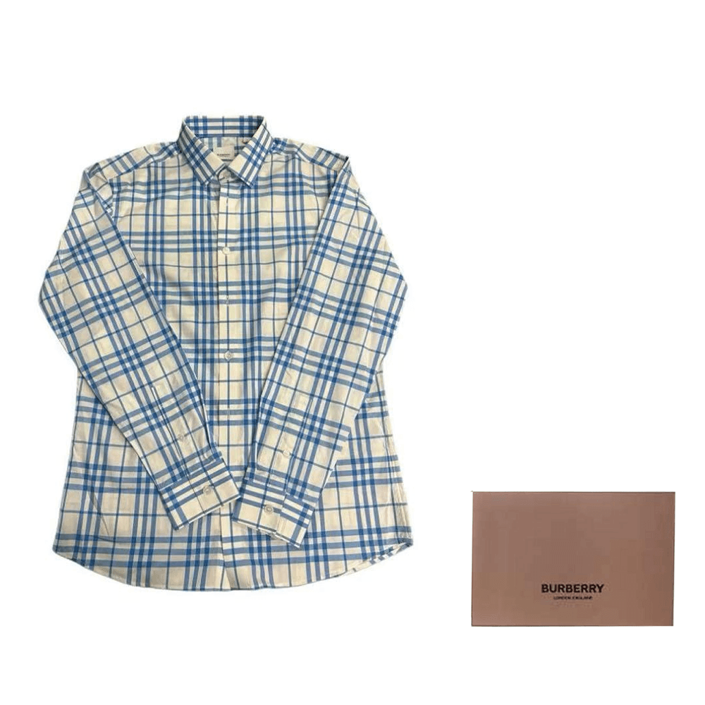 Рубашка Burberry Мужские Синие Рубашки - изображение 4
