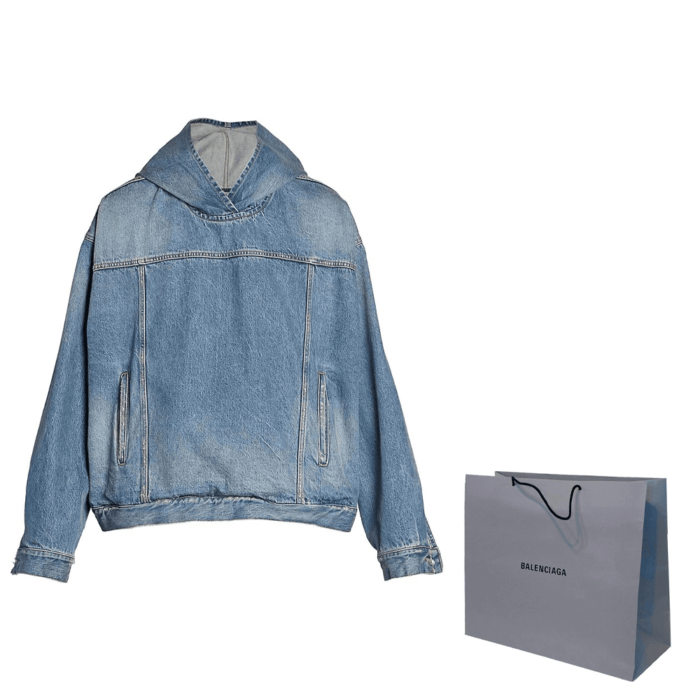Куртка Balenciaga FW22 Denim Hoodie Jacket Blue - изображение 6