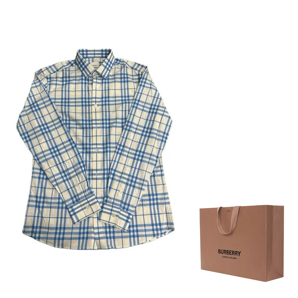 Рубашка Burberry Мужские Синие Рубашки - изображение 3