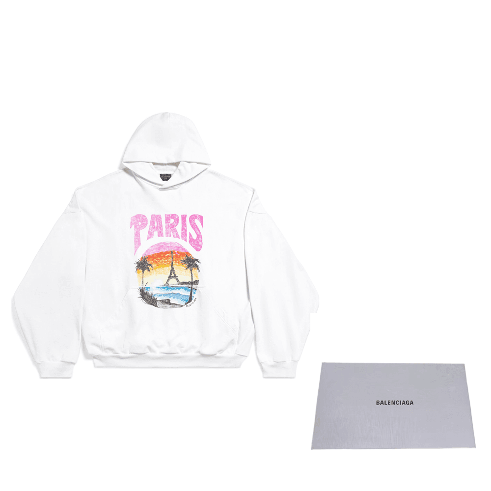 Худи Balenciaga Paris Tropical Round Hoodie White/Pink - изображение 9