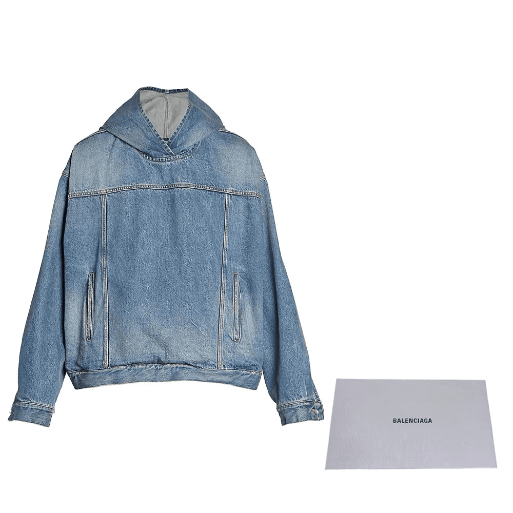 Куртка Balenciaga FW22 Denim Hoodie Jacket Blue - изображение 7