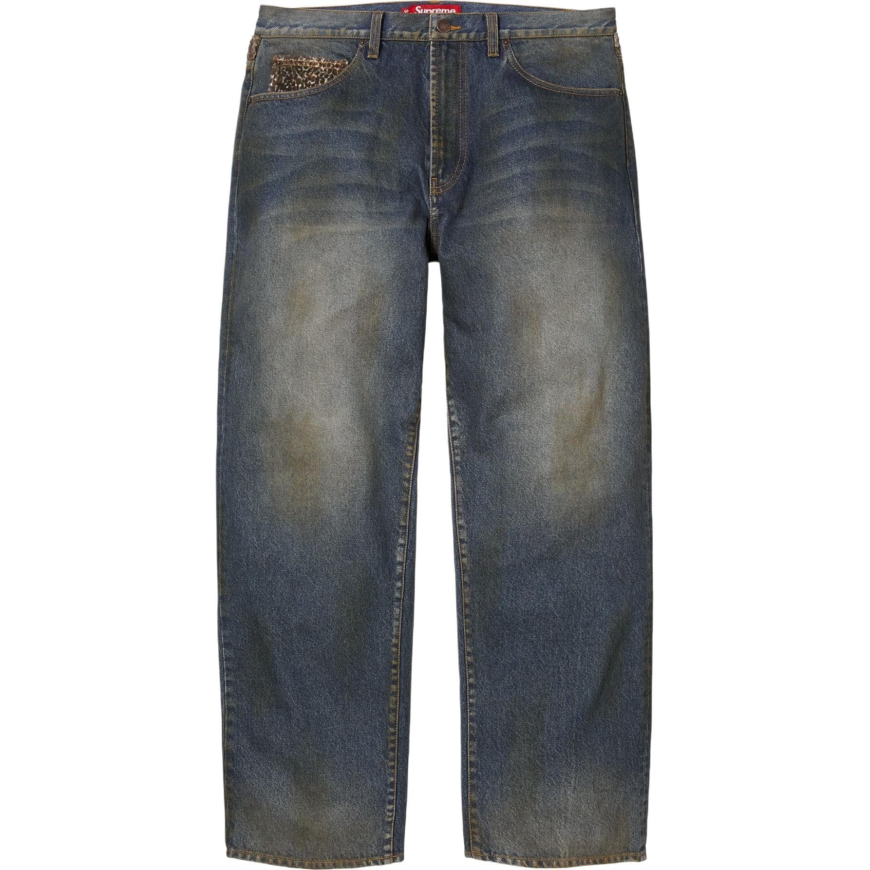 Штаны Supreme FW25 WEEK19 Леопард Искусственный мех Свободный крой Джинсы Jean Унисекс - изображение 1