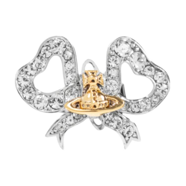 Серьги Серьги-гвоздики Vivienne Westwood с логотипом Saturn дизайн в стиле банта латунь женский серебряный - изображение 4