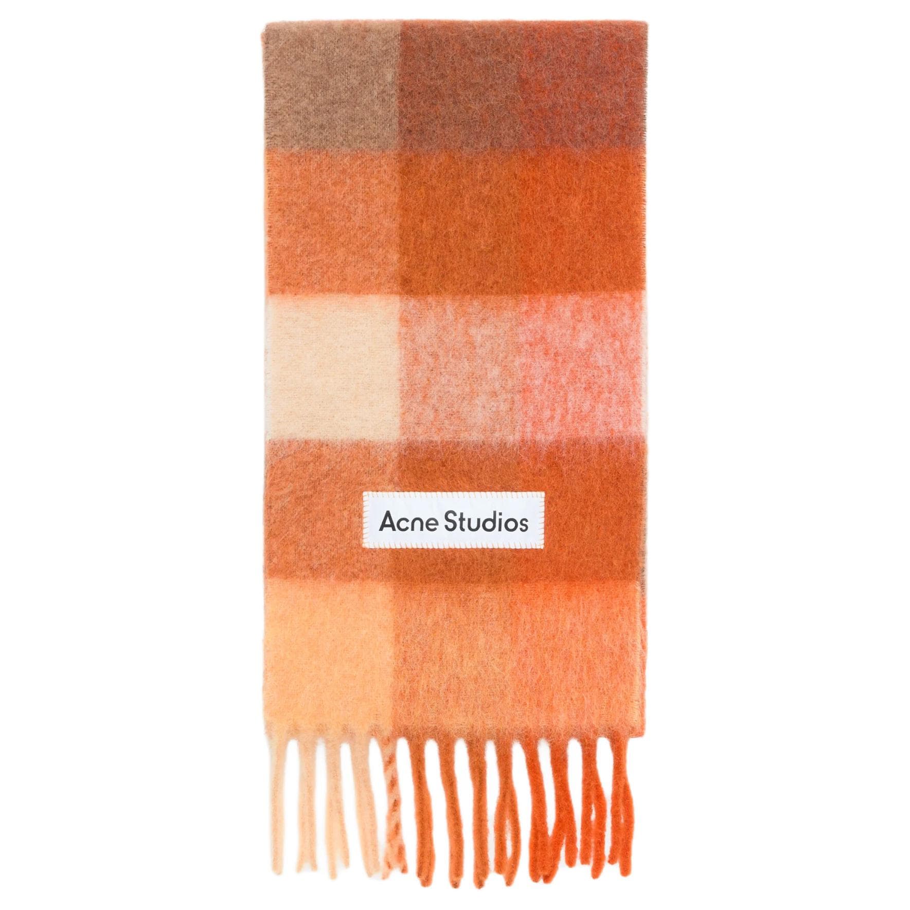 Шарф Acne Studios Вязаные шарфы из альпаки Унисекс Ярко-оранжевый Белый Абрикос - изображение 1