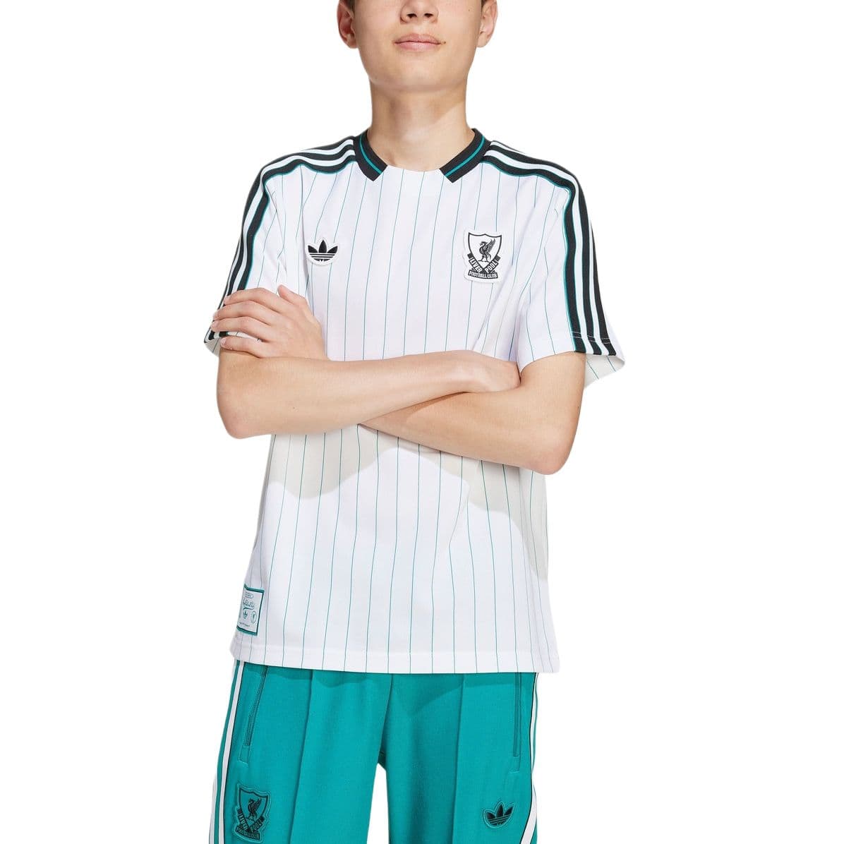 Футболка Adidas Originals Белый Морской Зеленый Детские Футболки - изображение 1
