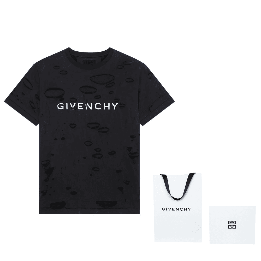 Футболка Givenchy SS23 Logo Print Distressed T-Shirt Black - изображение 9
