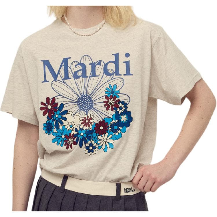 Футболка MARDI MERCREDI Les Jardins T Рубашка Женская Овсяный Синий - изображение 1