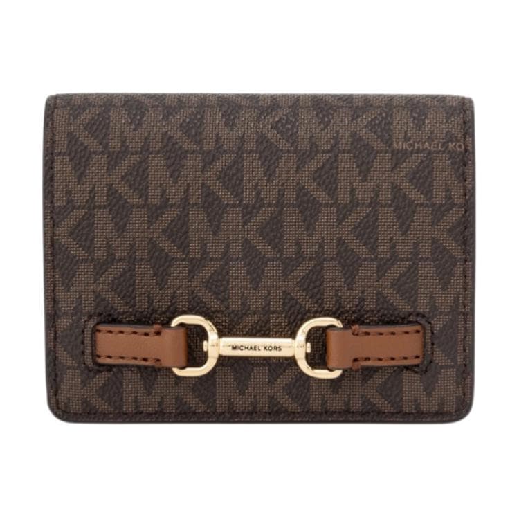Кошелек MICHAEL KORS Carson Покрытый холст Кошелек Маленький Унисекс Коричневый - изображение 1