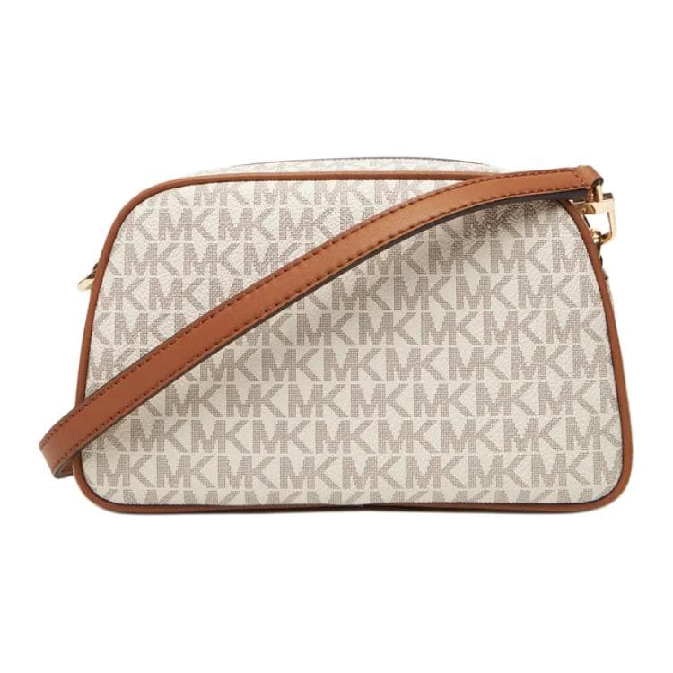 Мини-сумка MICHAEL KORS Jet Set Покрытый холст Сумка через плечо Сумка на плечо Маленькая Женская Коричневая и Белая - изображение 3