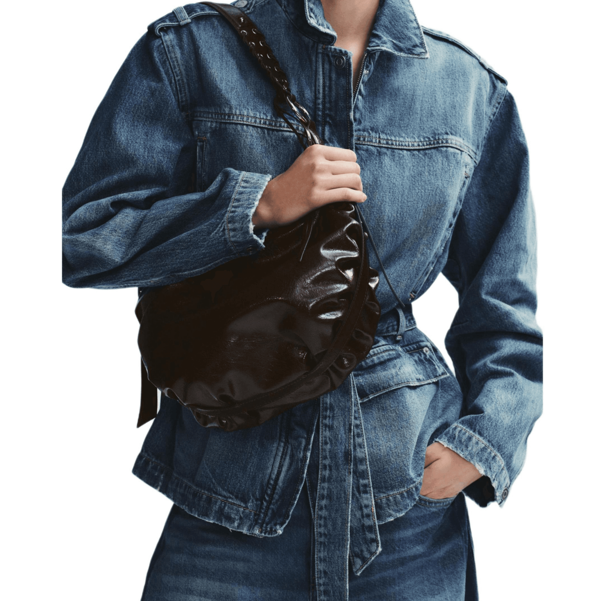 Мини-сумка ZARA Fringed Burgundy Shoulder Bag - изображение 4