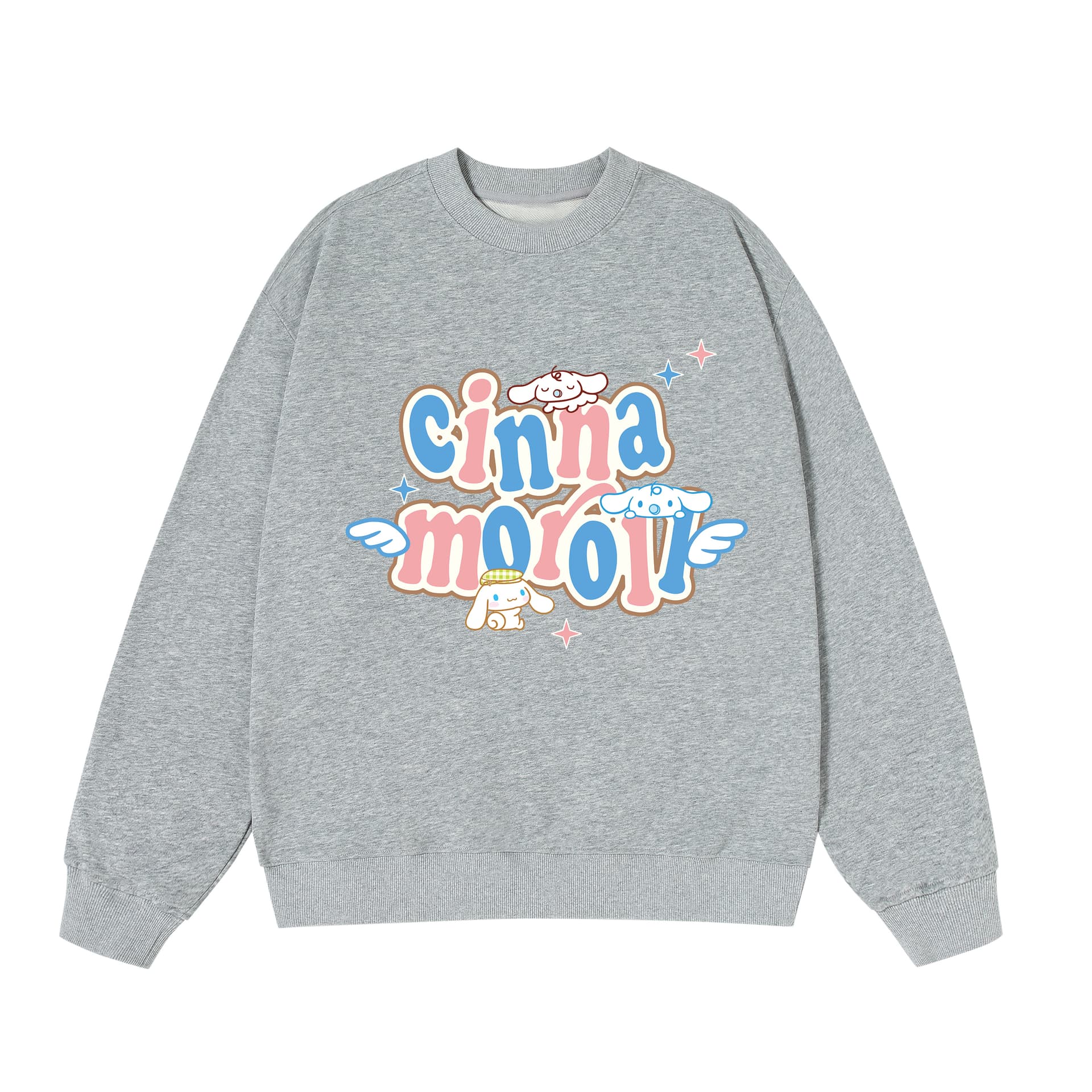 Кофта Sanrio x Cinnamoroll Совместная коллекция Плотный 420 г Американский винтаж С принтом логотипа Стиль кампуса Унисекс свитшот с круглым вырезом - изображение 1