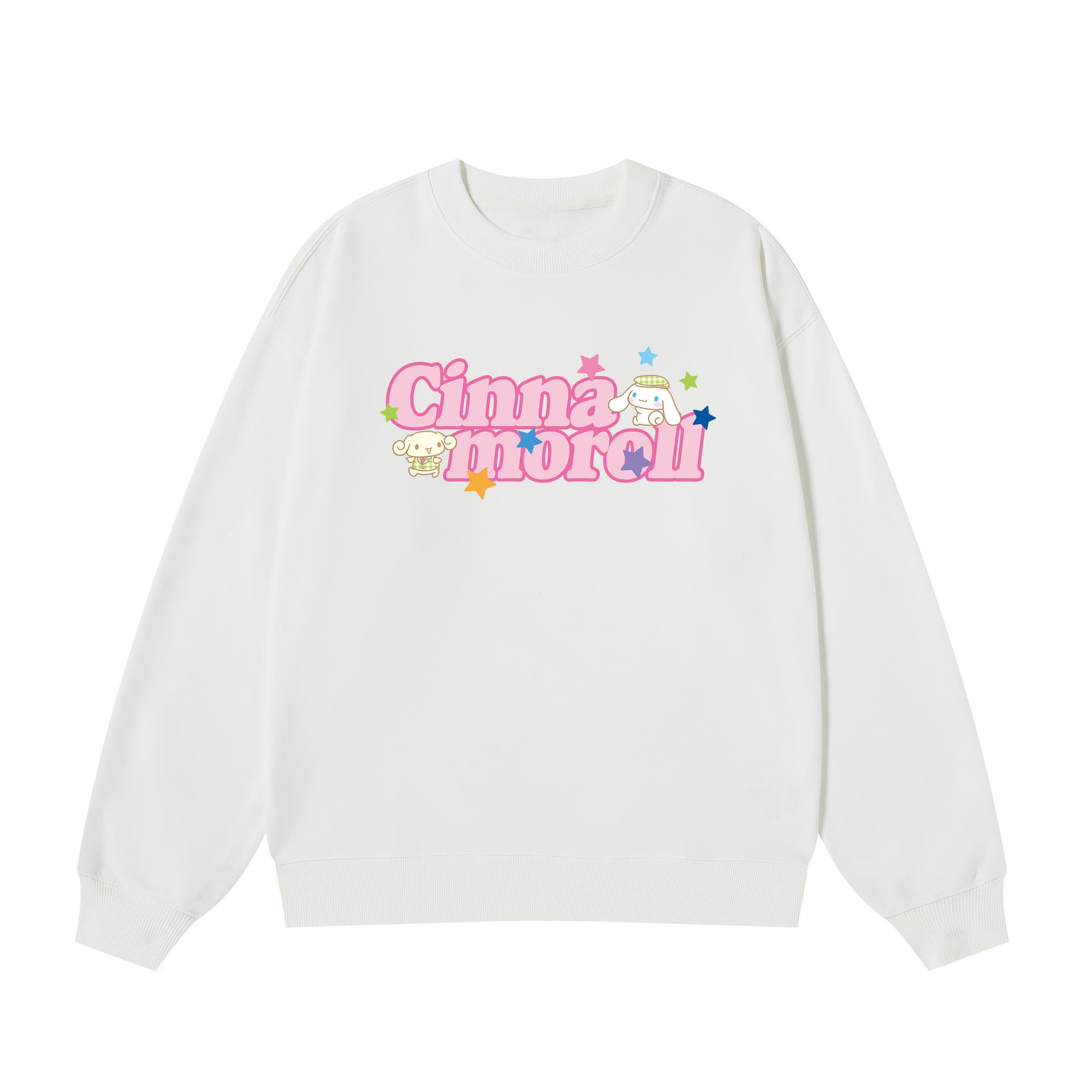 Кофта Sanrio x Cinnamoroll Совместная коллекция Американский винтаж Люксовая уличная мода Круглый вырез Принт с буквами Модный Унисекс Повседневный Экстра свободный Модный бренд Плотный Свитшот Унисекс - изображение 1