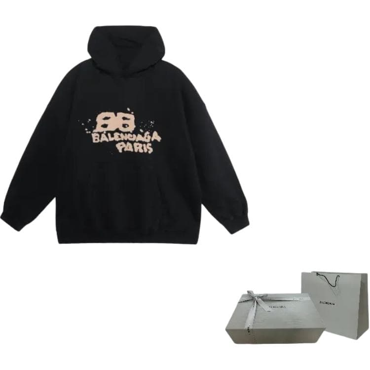 Худи Balenciaga Logo Print Hoodie Black - изображение 9