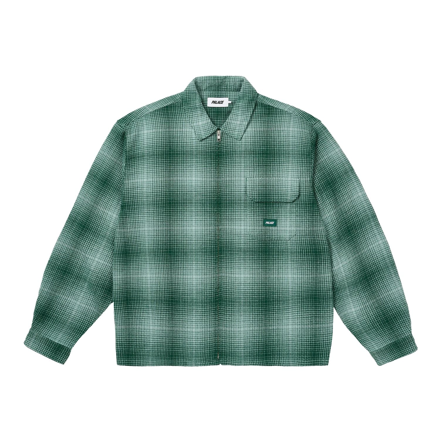 Рубашка PALACE FW25 DROP5 GHOST ZIP SHIRT Оксфордская рубашка с длинными рукавами, отложной воротник, свободный покрой, логотип на груди, унисекс - изображение 1