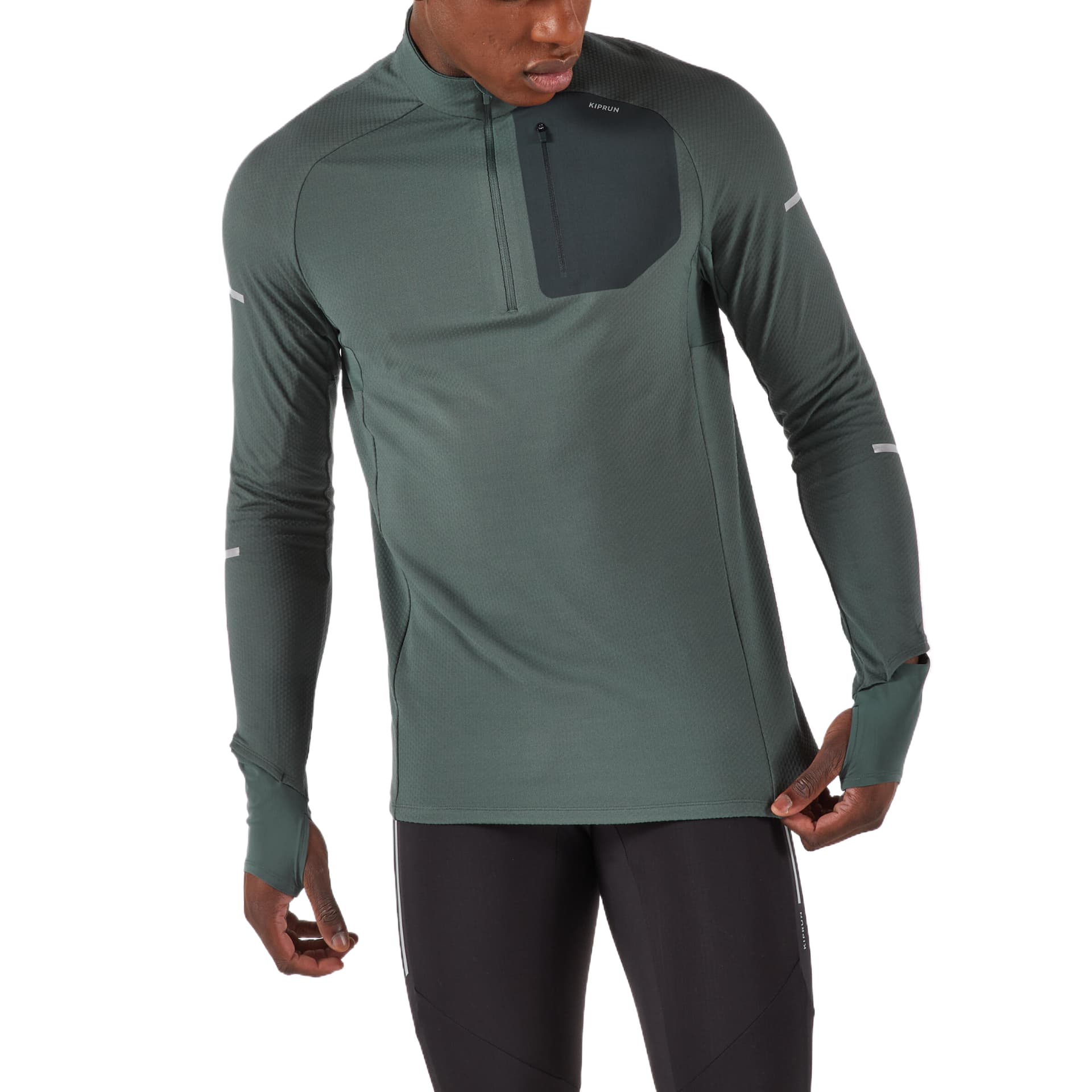 Футболка DECATHLON Темно-серый зеленый графитовый серый мужские футболки T - изображение 1