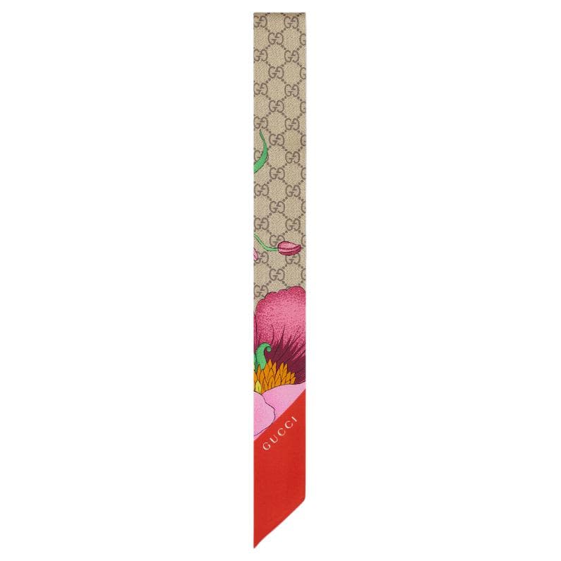 Платок GUCCI Шелковые Шарфы Женские Бежевый Темно-Коричневый - изображение 1