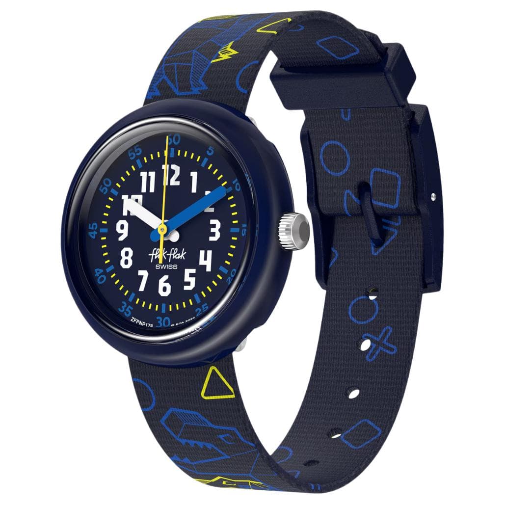 Часы SWATCH Flik Flak Кварцевый механизм Детские часы 31,85*30,6 мм Синий циферблат Био-основанный материал Корпус часов - изображение 1