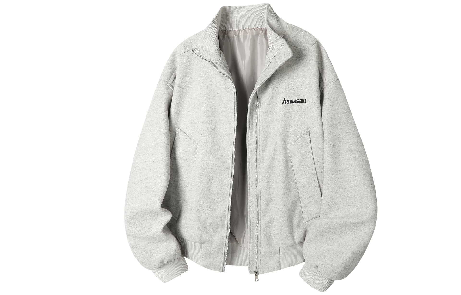 Куртка Kawasaki Американский винтаж роскошная уличная одежда однотонный с буквами Cleanfit шерсть удобный износостойкий мягкий повседневный свободный универсальный тренер отложной воротник куртка унисекс - изображение 3