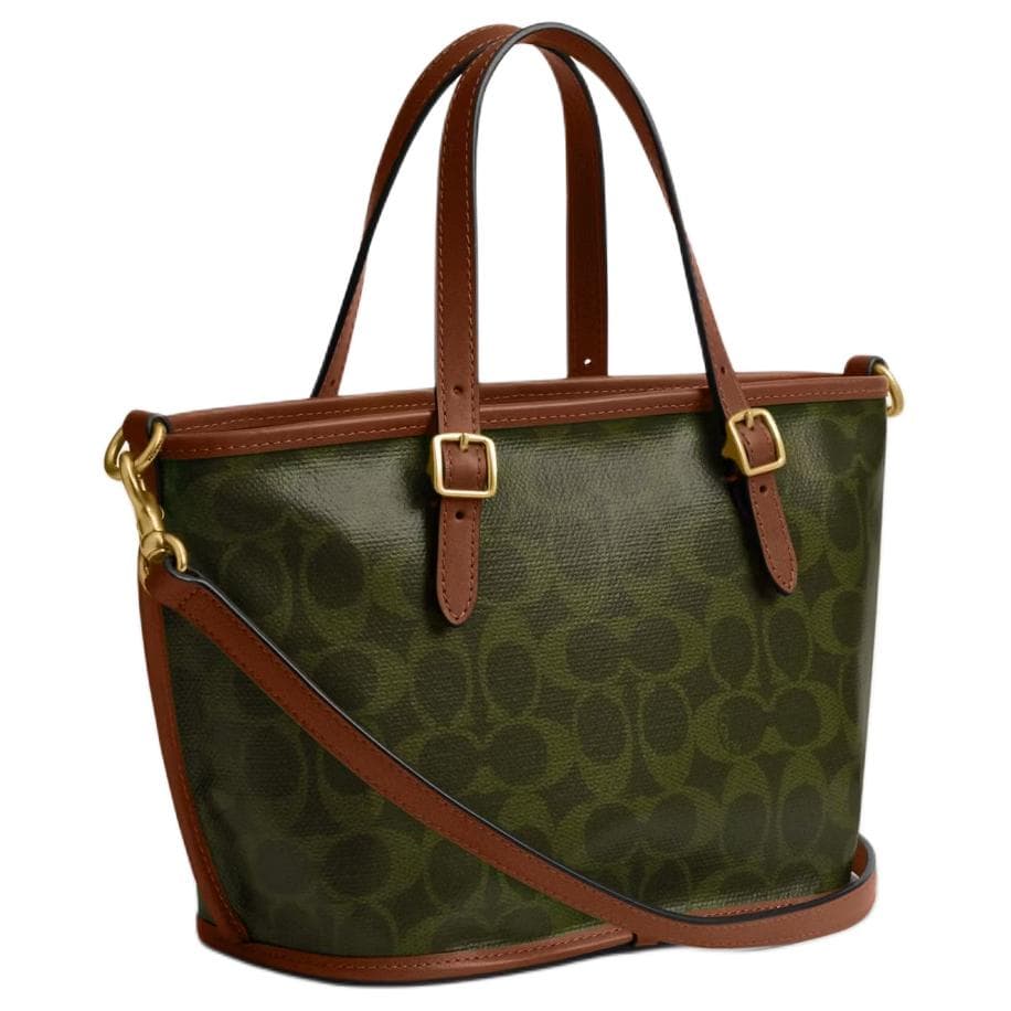 Сумка COACH Искусственная кожа Сумка Маленькая Женская Оливково-зеленая и Норково-коричневая - изображение 2