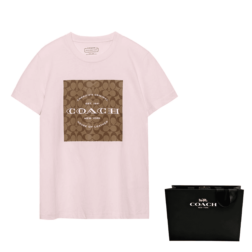Футболка COACH SS23 Logo Print T-Shirt Pink - изображение 8