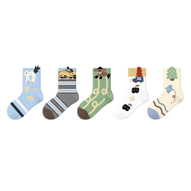 PRIMEET Adventure Animals 5 Pack Kids Socks PRIMEET Приключение Животные 5 пар Детские носки - изображение 1