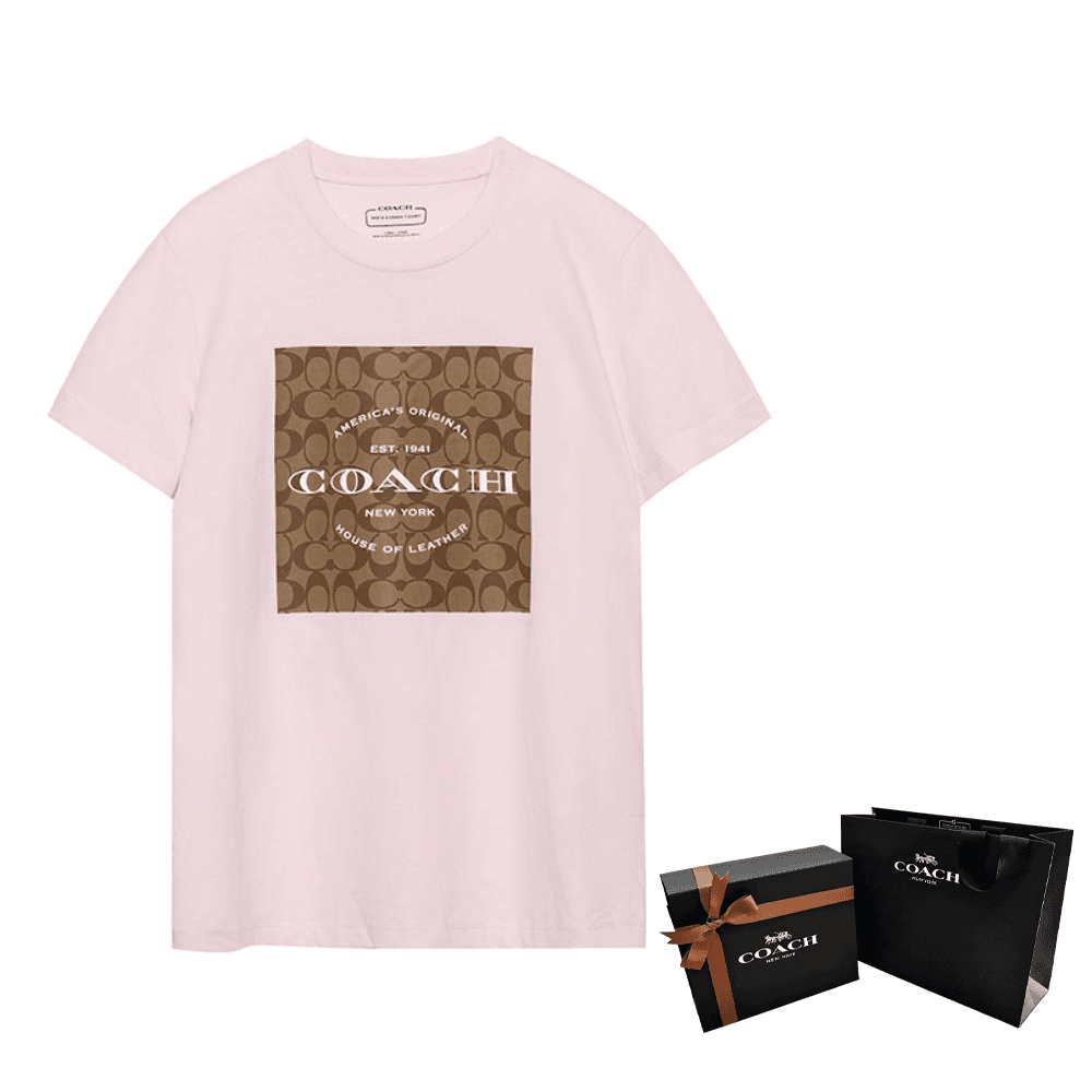 Футболка COACH SS23 Logo Print T-Shirt Pink - изображение 10