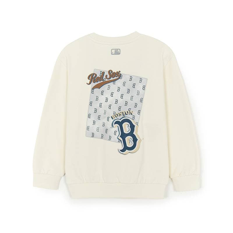 Кофта mlb Свитшот fw25 Boston Red Sox Monogram Свободный покрой Круглый вырез Флисовая подкладка Детский - изображение 1