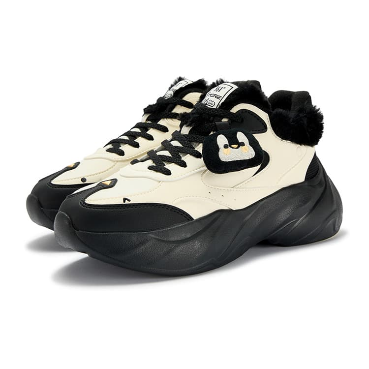 Кроссовки 361° Penguin Shoes Термический Износостойкий Противоскользящий Низкий Верх Повседневная Обувь Женская Черный Бежевый - изображение 3