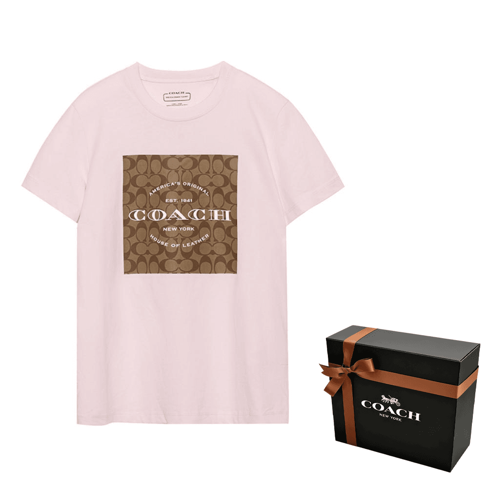 Футболка COACH SS23 Logo Print T-Shirt Pink - изображение 9