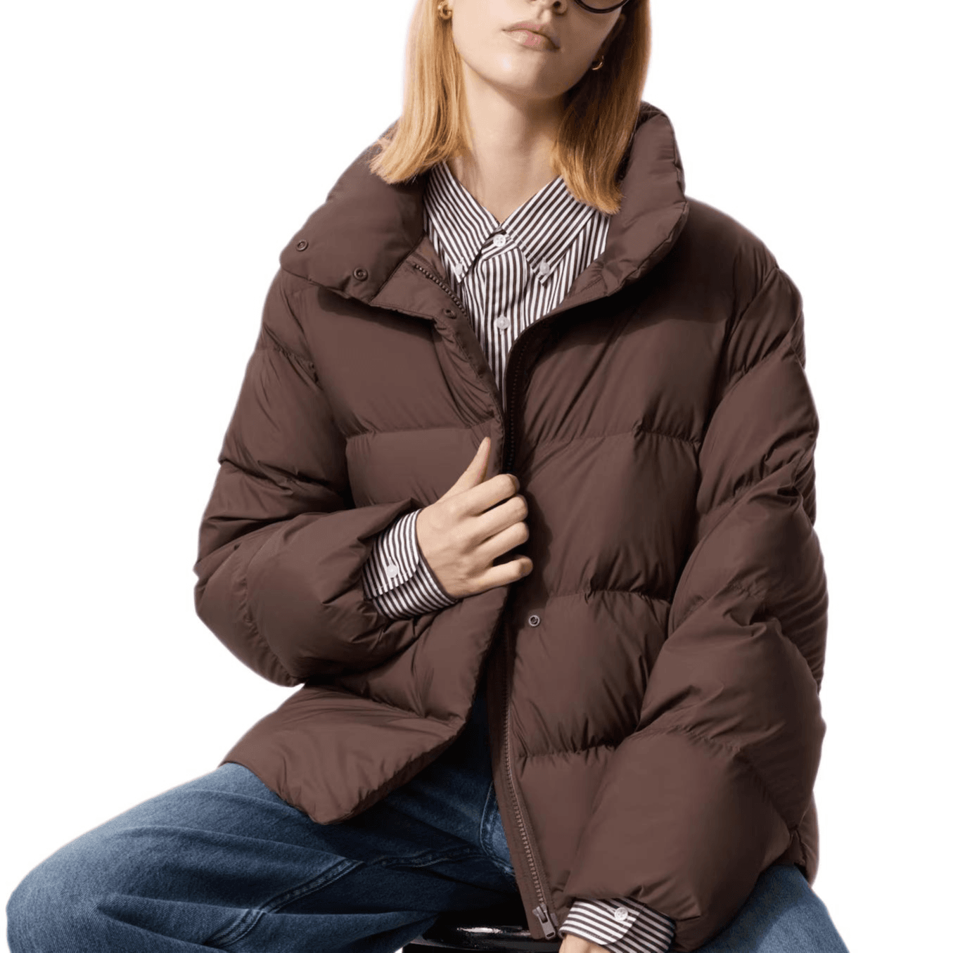 Пуховик UNIQLO Коричневый Женский Пуховик - изображение 2