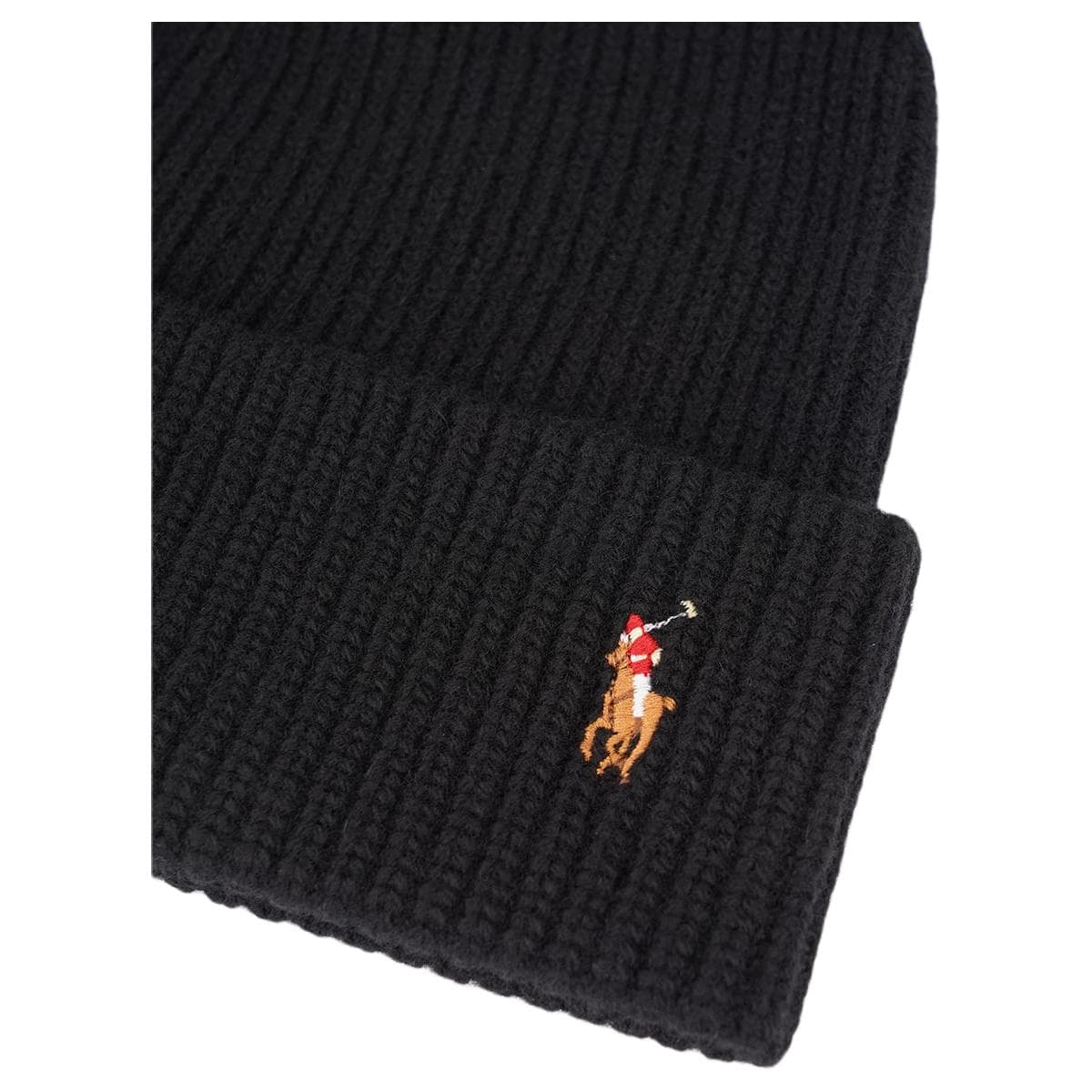 Шапка Polo Ralph Lauren Оригинальный дизайн Шерсть Трикотажная ткань Шапка-бини Мужская Черная - изображение 4