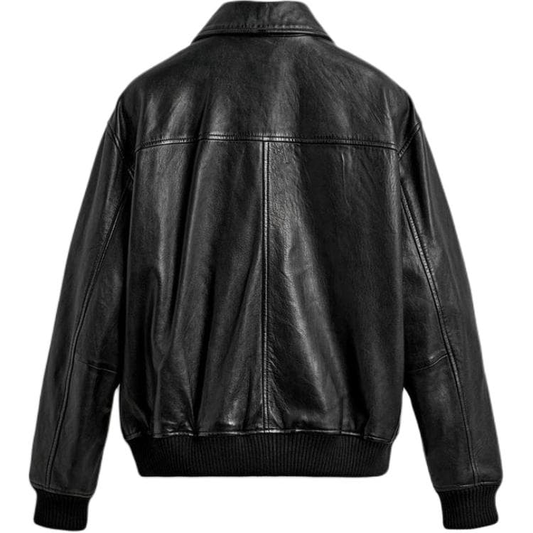 Кожаная куртки ZARA Черные Мужские Кожаные Куртки - изображение 2