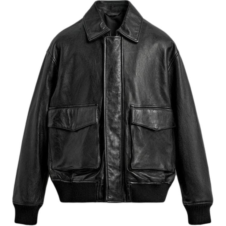 Кожаная куртки ZARA Черные Мужские Кожаные Куртки - изображение 1