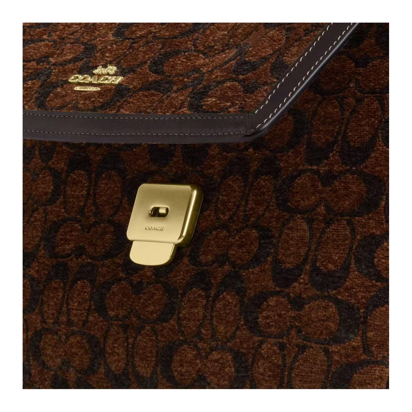 Мини-сумка COACH ETTA Ткань Сумка через плечо Большая Женская Трюфельно-коричневая - изображение 6