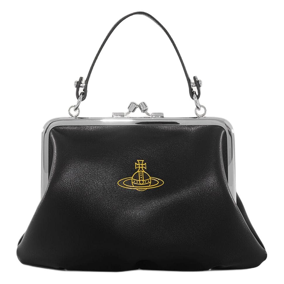 Сумка Vivienne Westwood Granny Frame Silver Hardware PU Wallet Tote Black Yellow - изображение 1