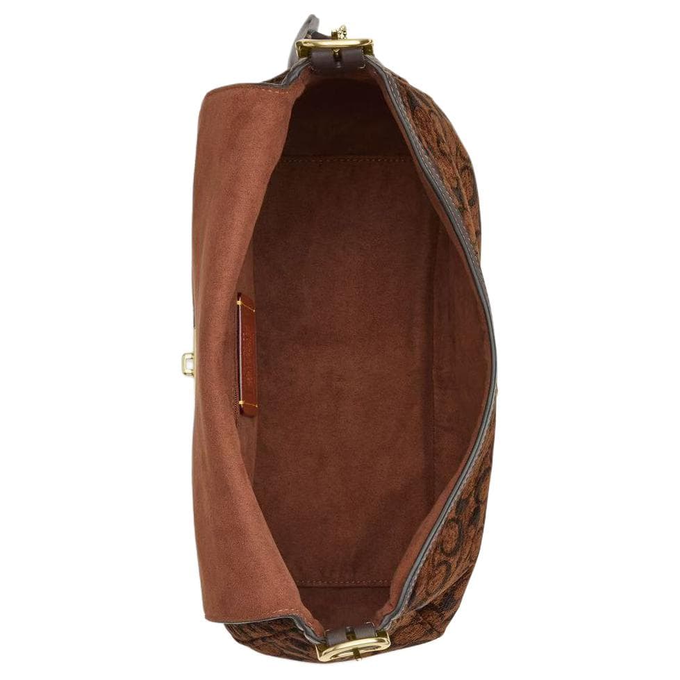 Мини-сумка COACH ETTA Ткань Сумка через плечо Большая Женская Трюфельно-коричневая - изображение 3