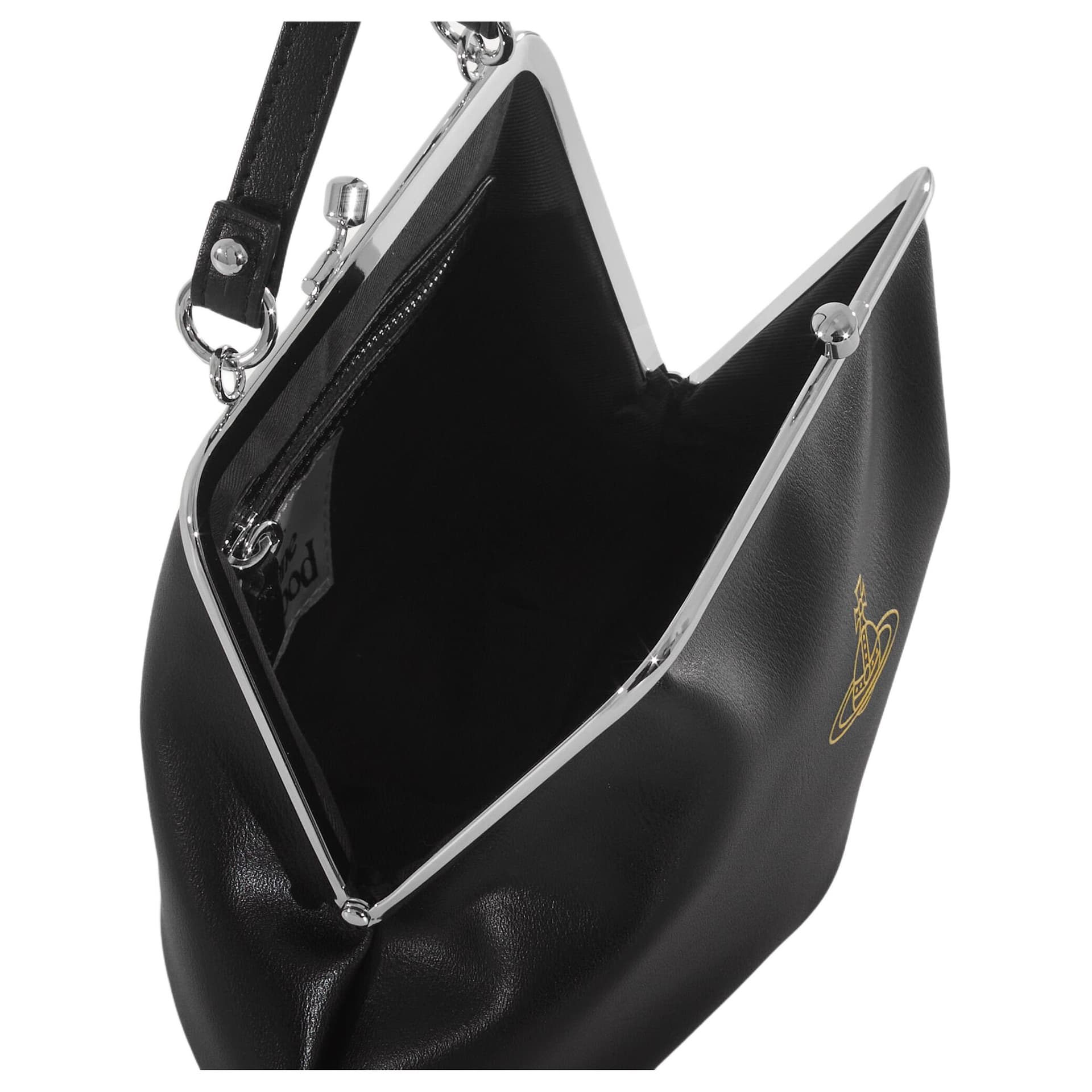 Сумка Vivienne Westwood Granny Frame Silver Hardware PU Wallet Tote Black Yellow - изображение 4