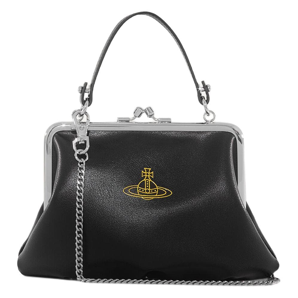 Сумка Vivienne Westwood Granny Frame Silver Hardware PU Wallet Tote Black Yellow - изображение 2