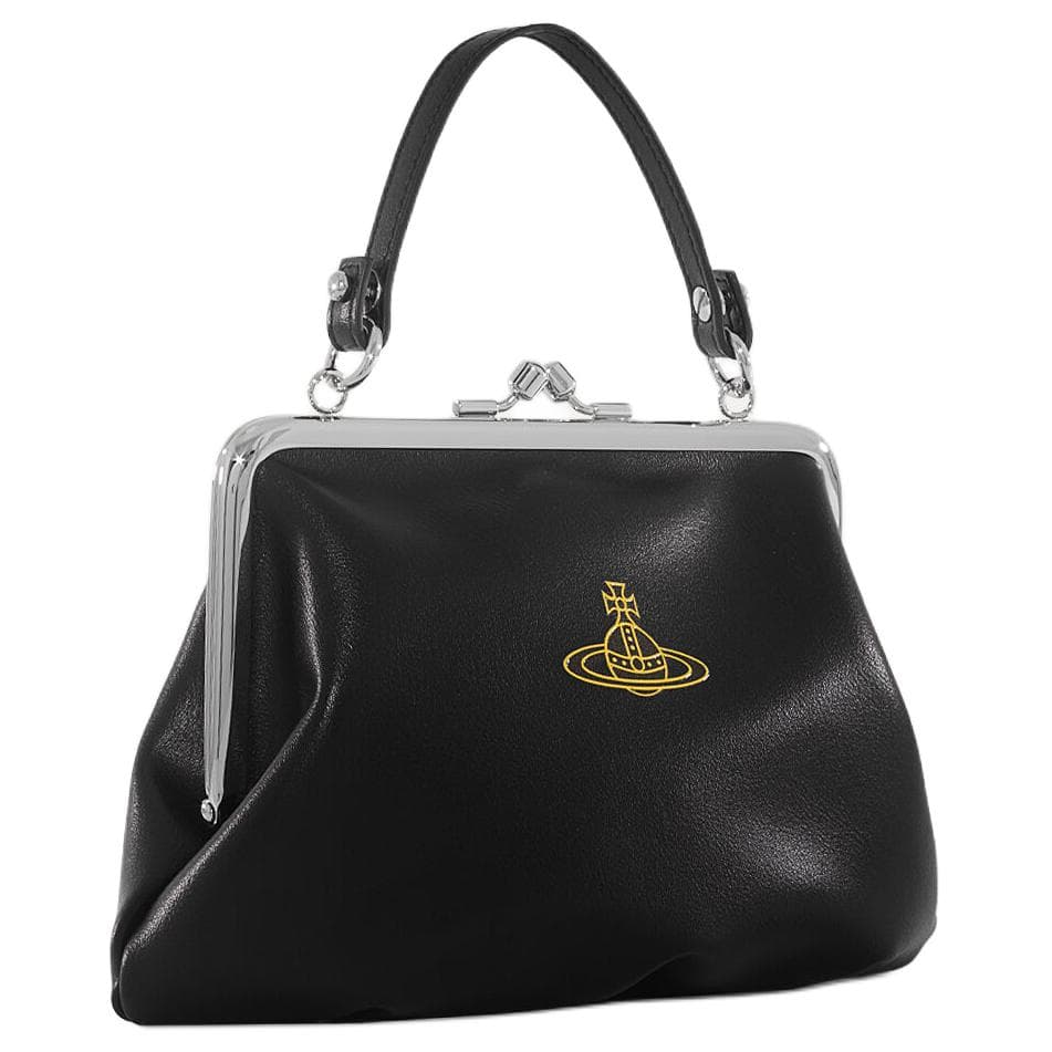 Сумка Vivienne Westwood Granny Frame Silver Hardware PU Wallet Tote Black Yellow - изображение 3