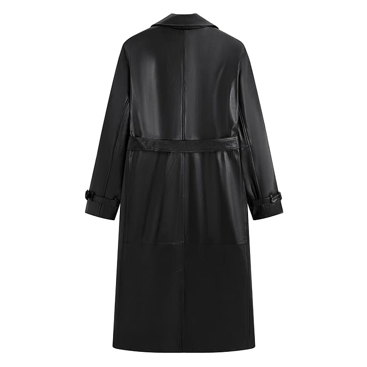 Кожаная куртки PEACEBIRD MEN Sharpness Кожа Куртка Длинный Овчина Куртка Отложной воротник Натуральная кожа Куртка Мужская - изображение 2