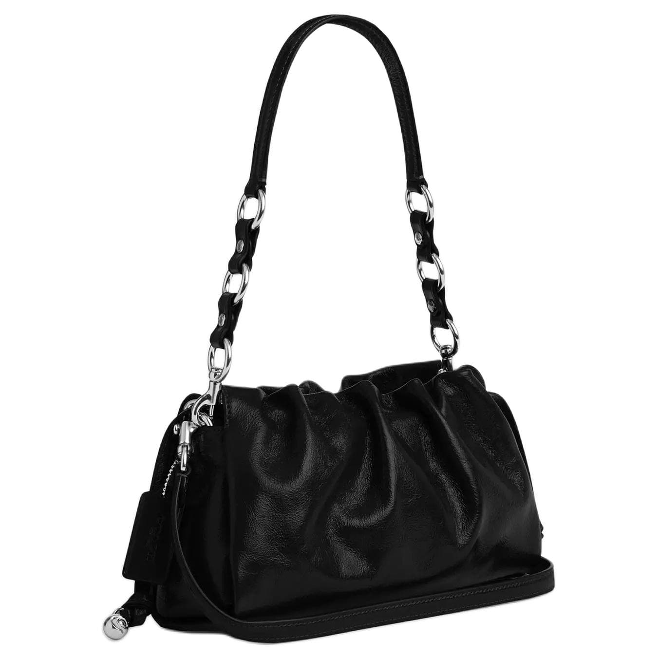 Мини-сумка COACH Faye Wrinkle Кожа Облачная Сумка Плечевая Сумка Большая Женская Черная - изображение 2