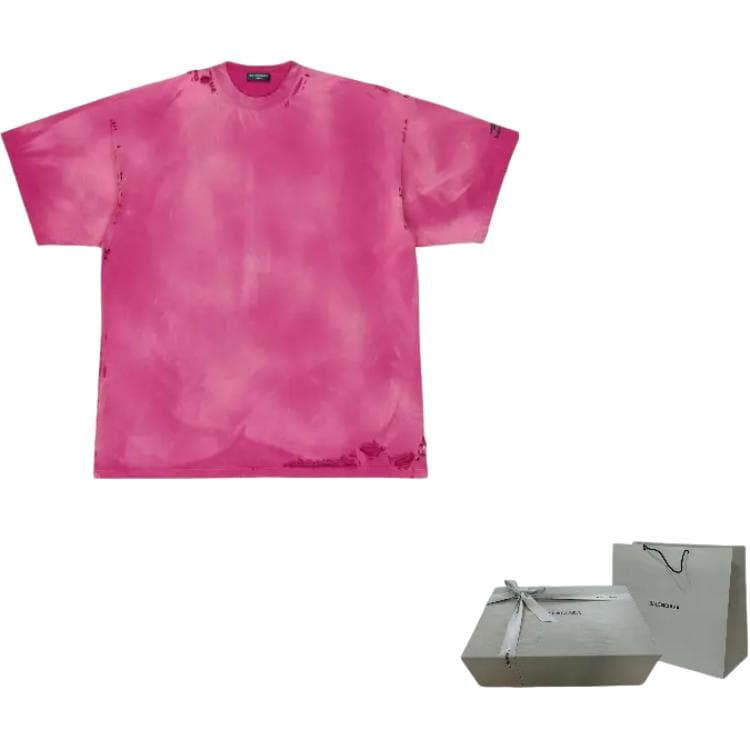 Футболка Balenciaga FW22 Repaired Logo T-Shirt Pink - изображение 7
