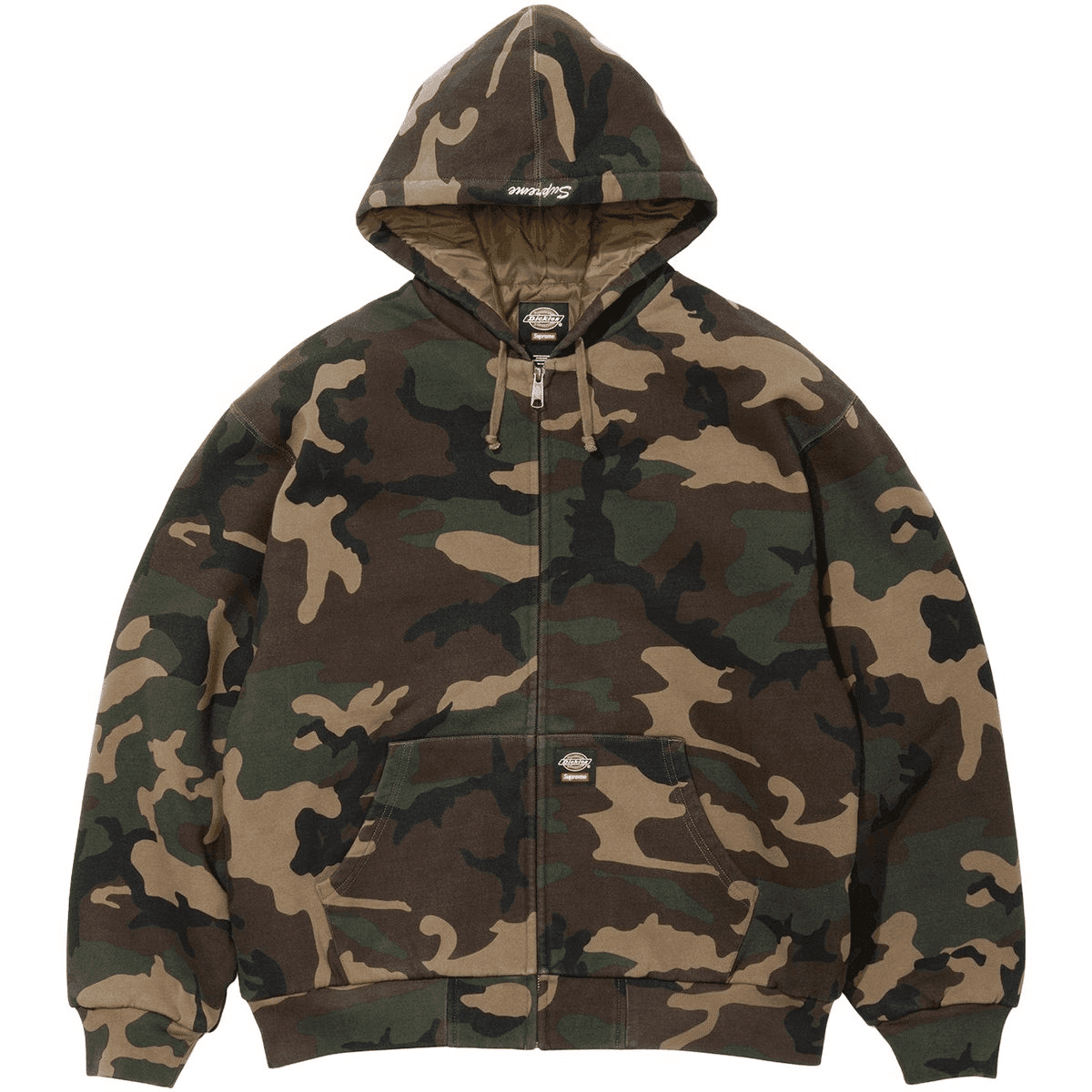 Кофта Supreme X Dickies FW25 WEEK4 Стеганый утепленный свитшот с капюшоном на молнии унисекс - изображение 1